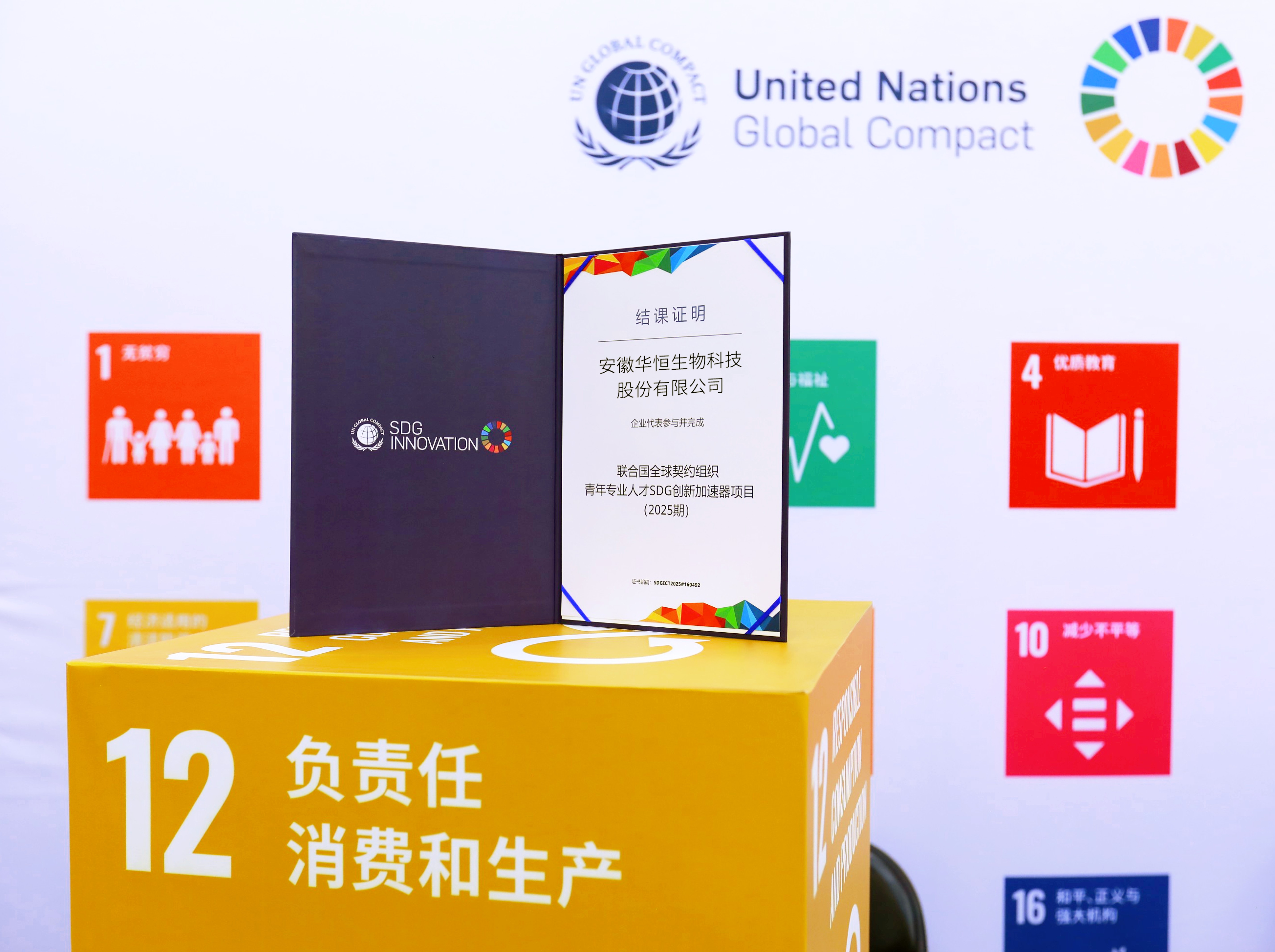 盛鸿国际生物荣获联合国全球契约组织“青年专业人才SDG创新加速器”认证